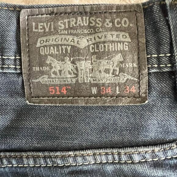 Levi's 514 Slim Straight Darker Blue Denim Jeans Size 34x34 - Picture 9 of 10